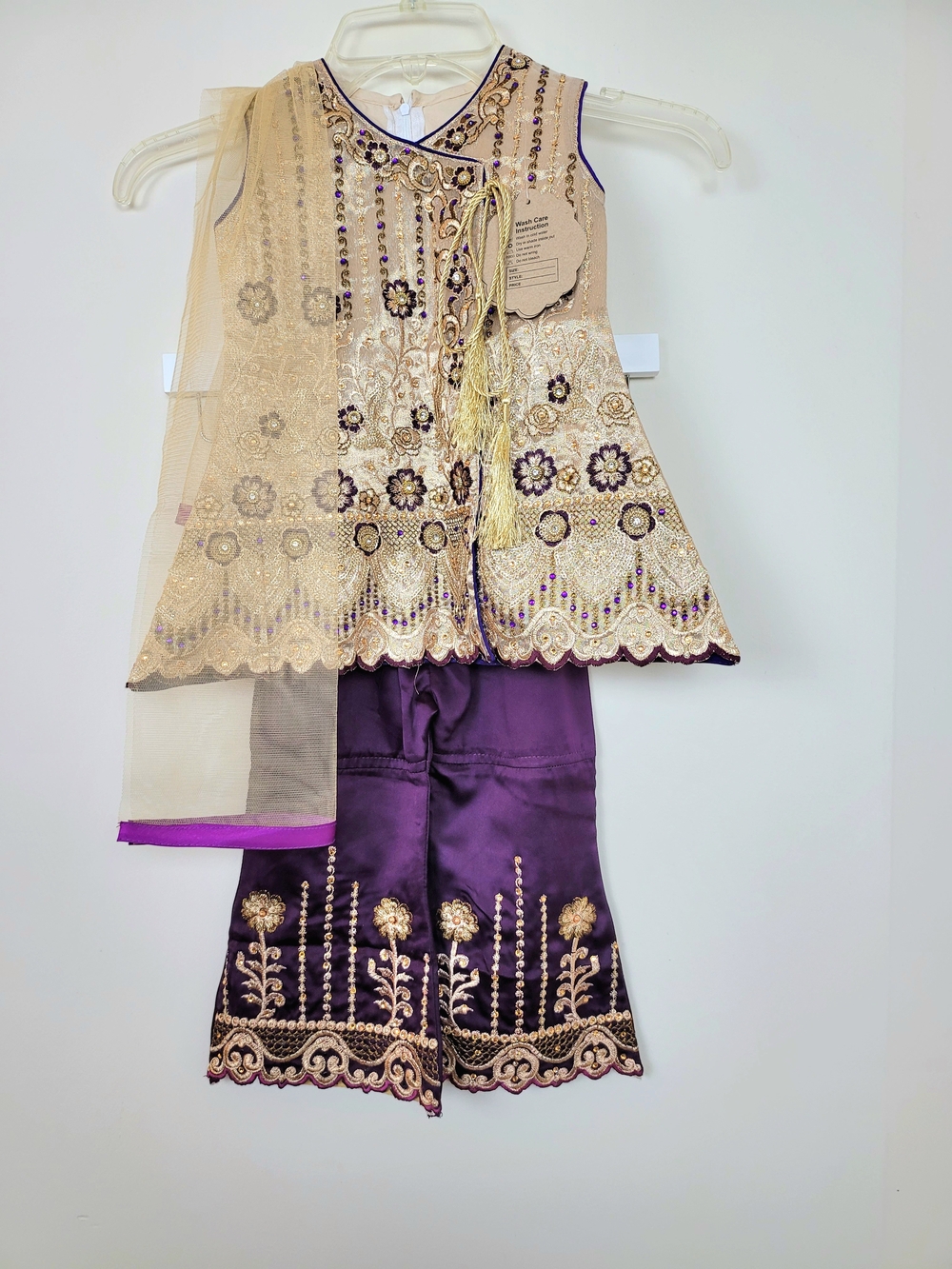 2 pc Girls Kids Pakistani Indian Fancy Gharara with FREE Bangles